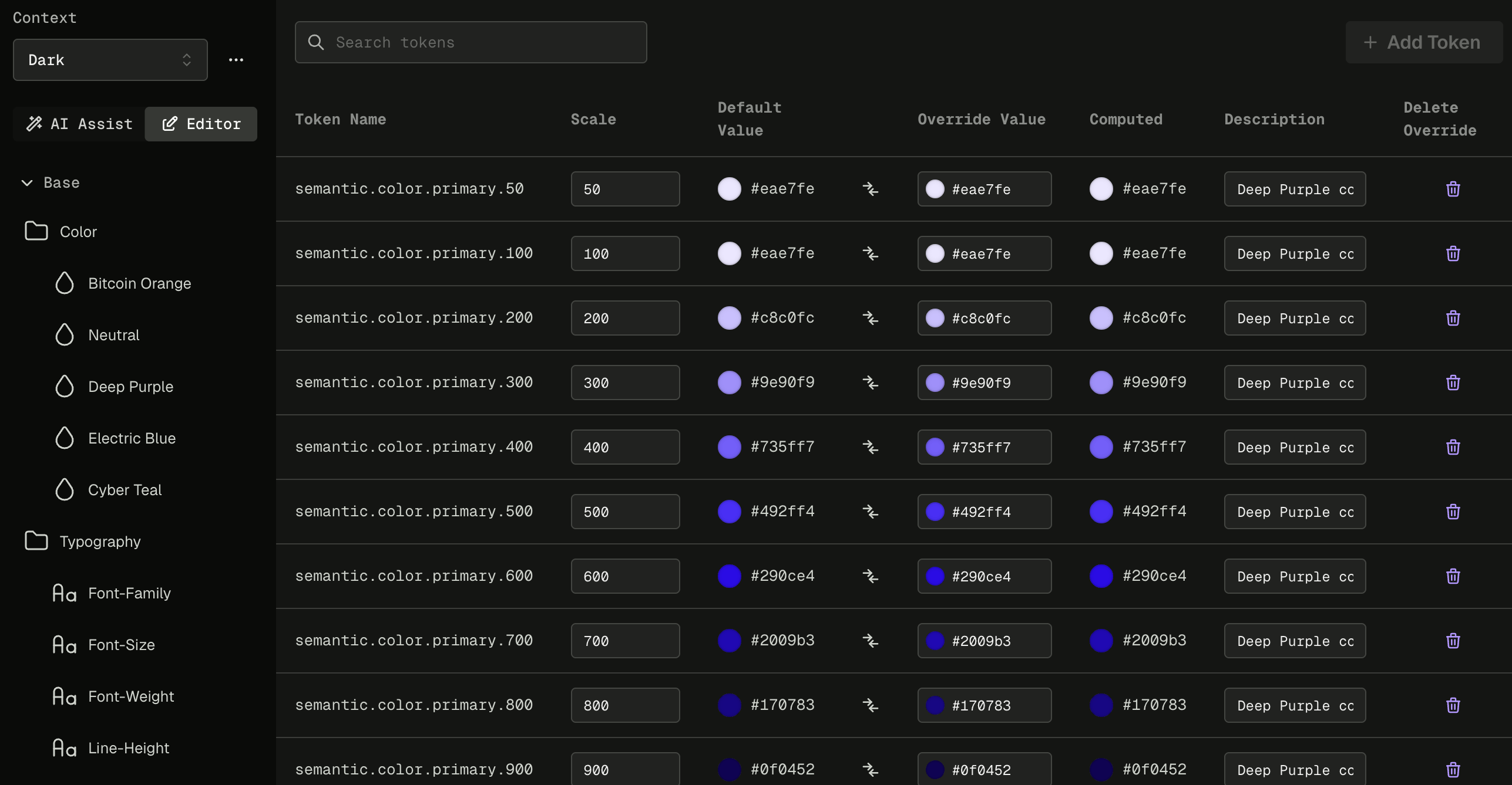 Keypuncher Token Panel Preview - Design tokens in action